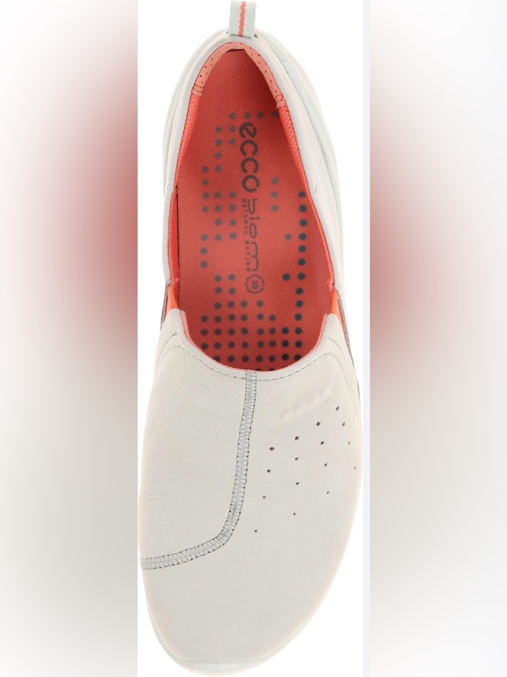 Ecco minimalist comfy White Slip-On Sneaker with Coral Insole for women